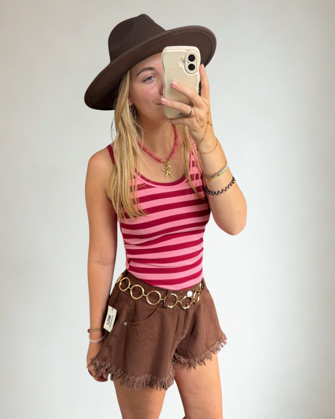 Gestreept Basic Hemdje - Roze