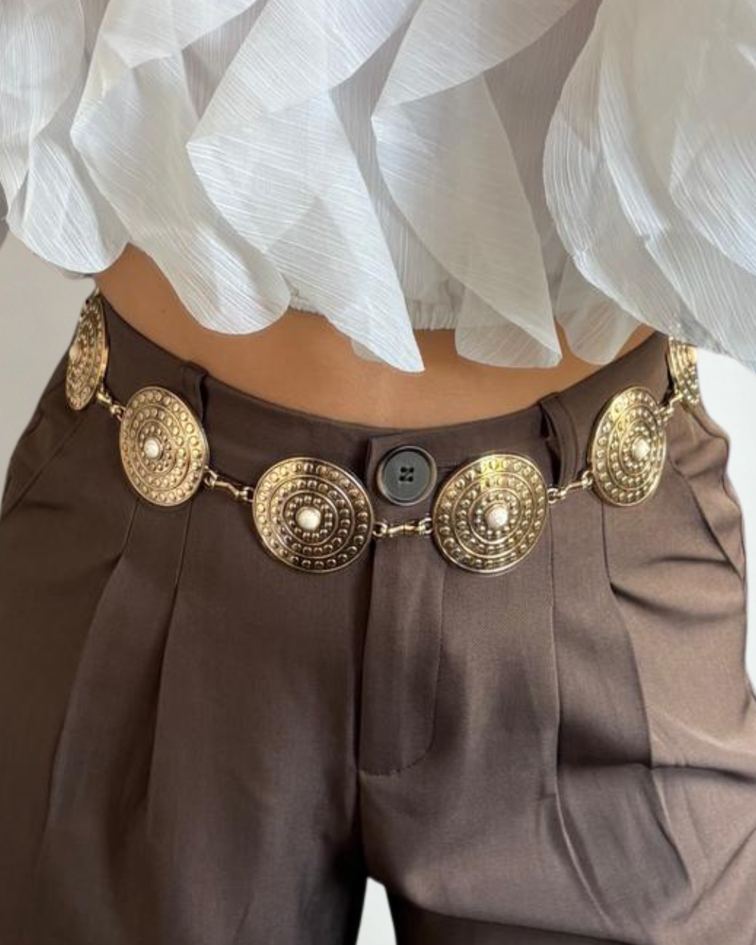 Chain Belt Munten Wit