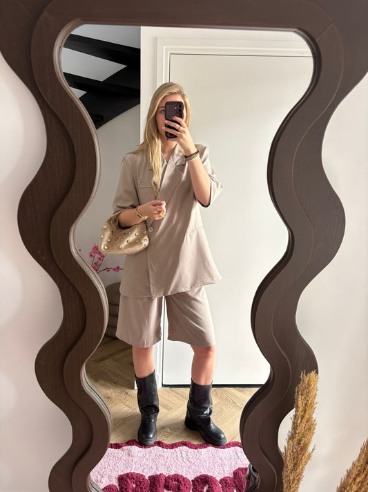 Beige Blazer & Short Set Imke