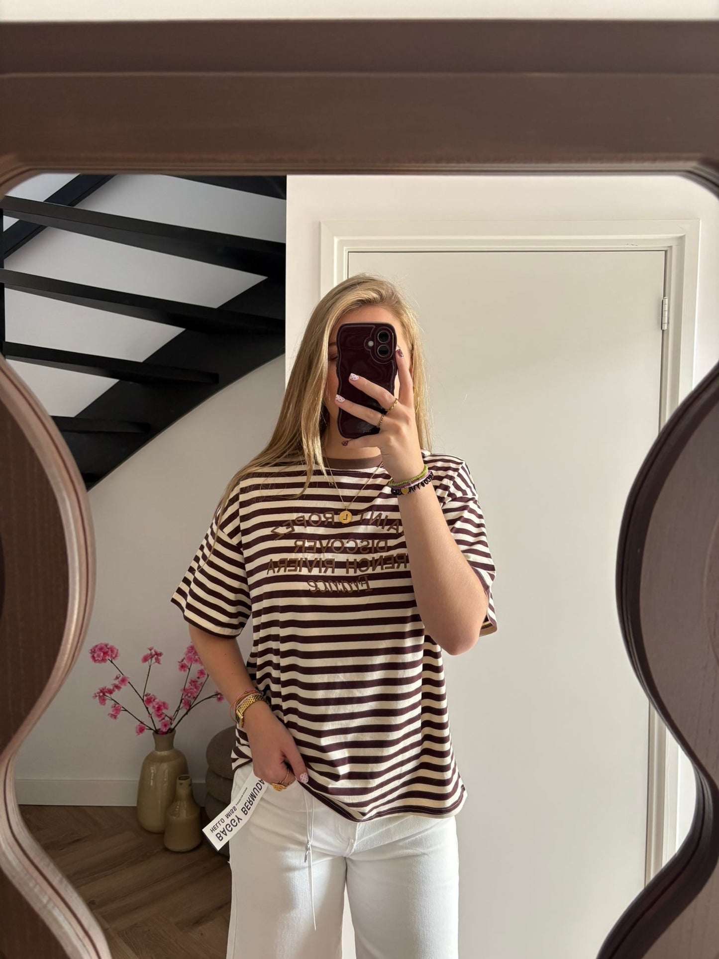 Oversized Striped Brown Tee Iza