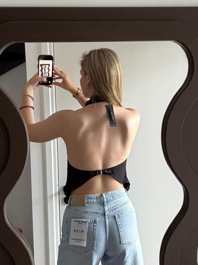 Black Maeve Top With Open Back