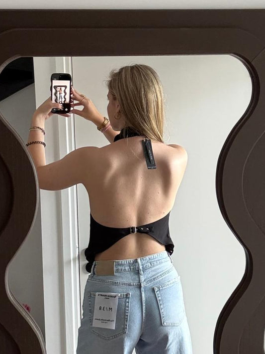 Black Maeve Top With Open Back