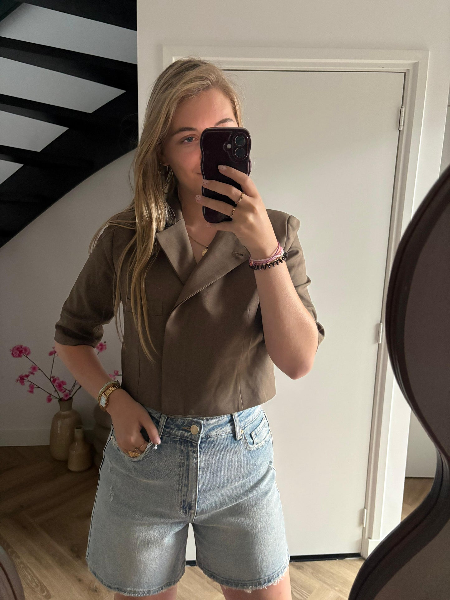 Korte Mouwen Blazer Mila - Bruin