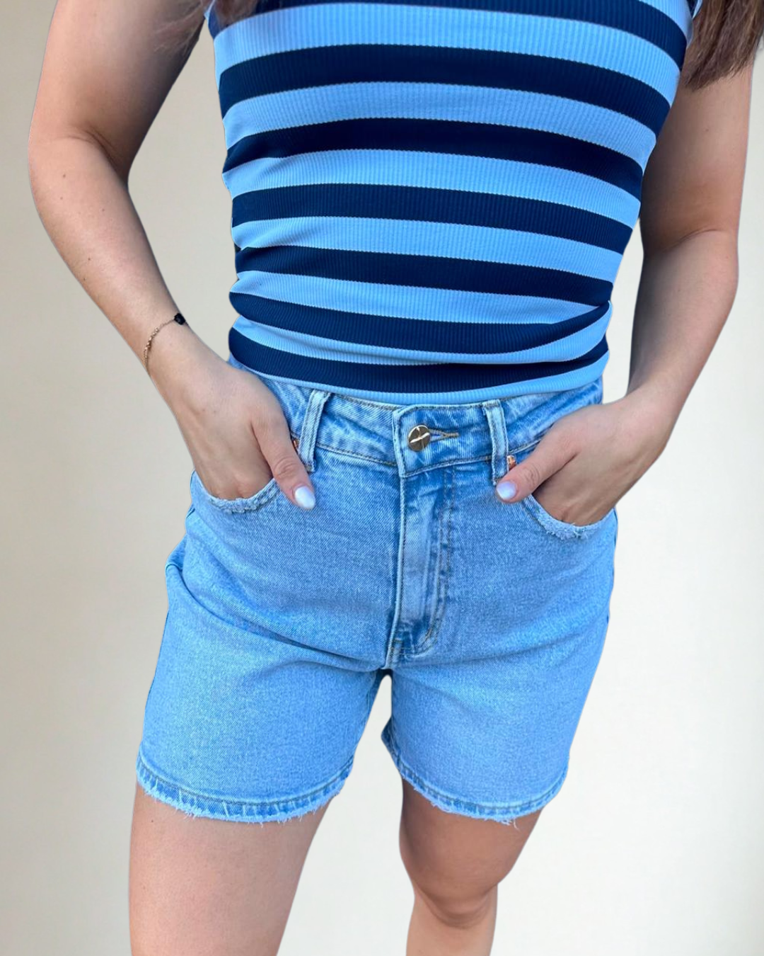 Queen Hearts Denim Short - Blauw