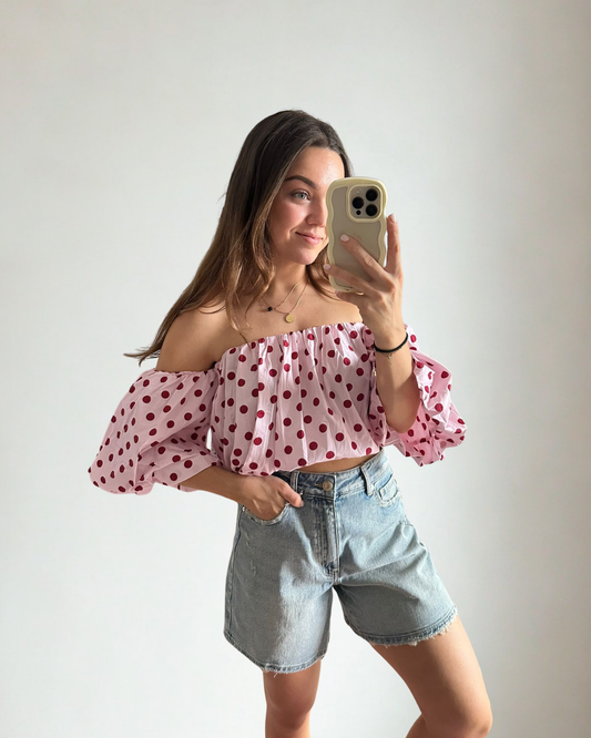 Queen Hearts Denim Short Jip - Blauw