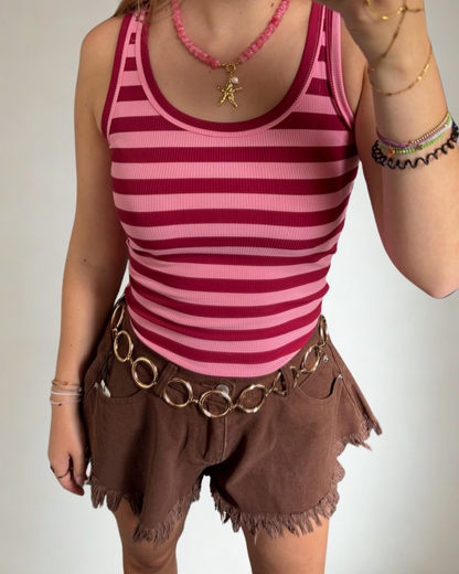 Gestreept Basic Hemdje - Roze