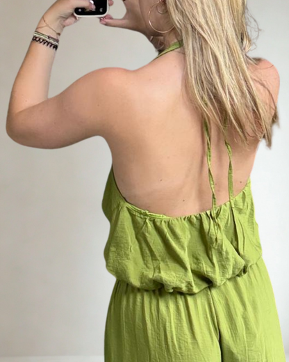Set met haltertop en pantalon - Groen