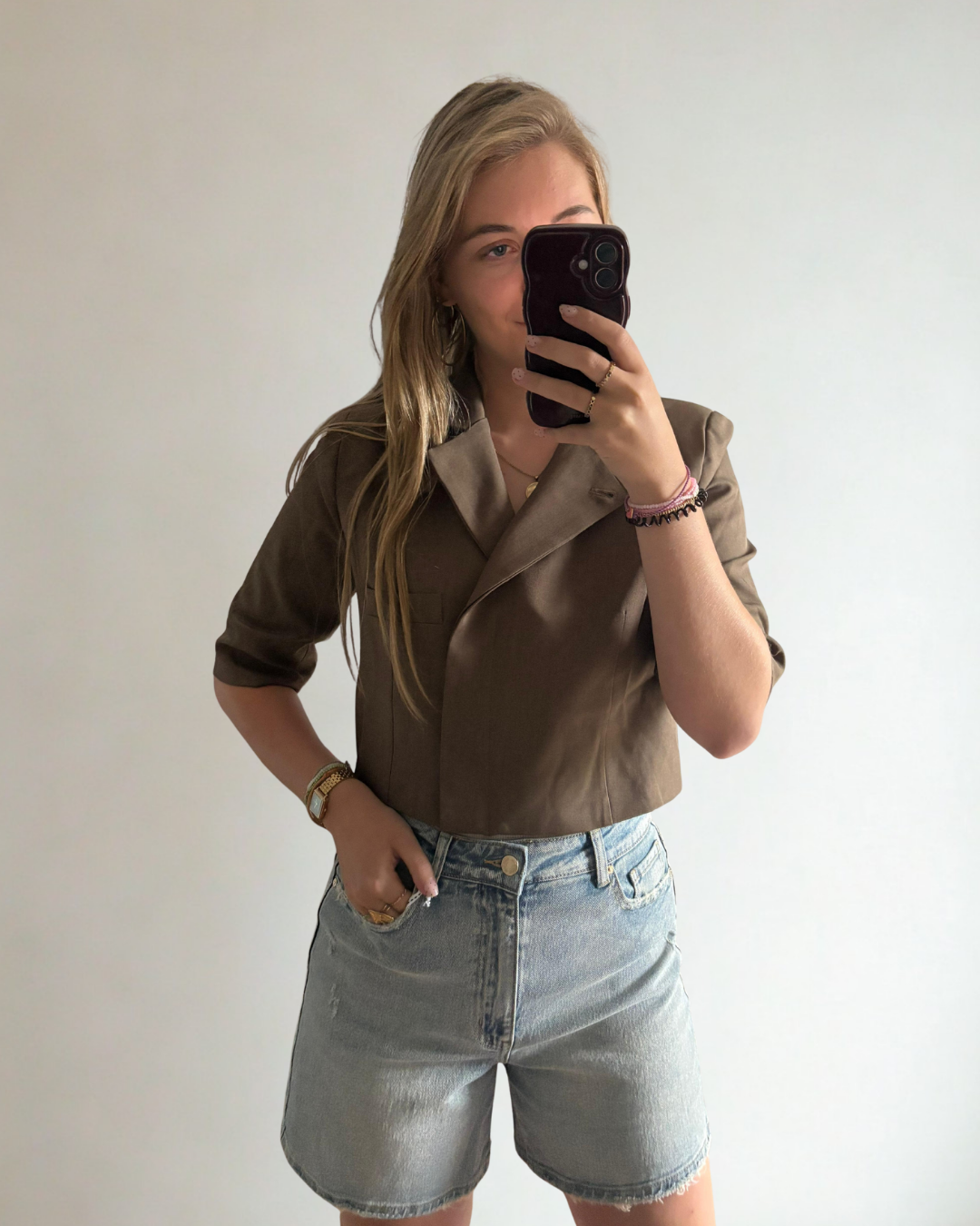 Korte Mouwen Blazer Mila - Bruin