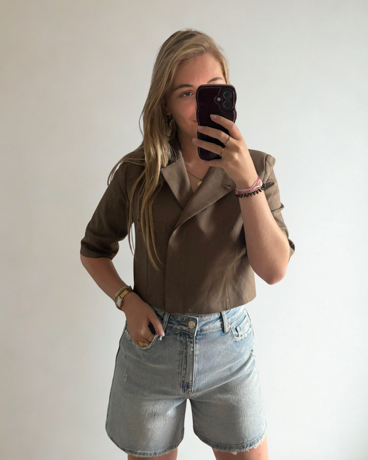 Korte Mouwen Blazer Mila - Bruin