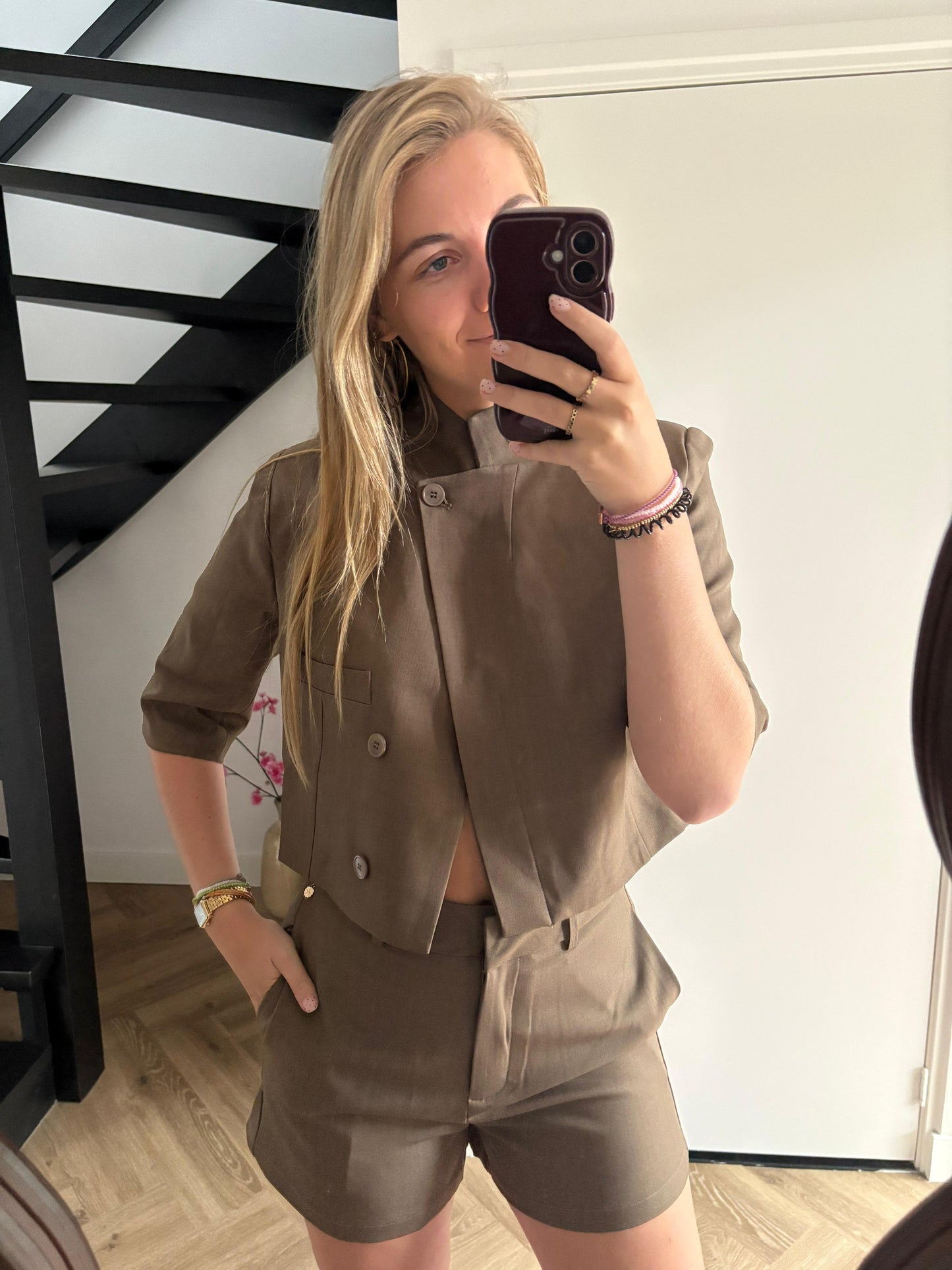 Korte Mouwen Blazer Mila - Bruin