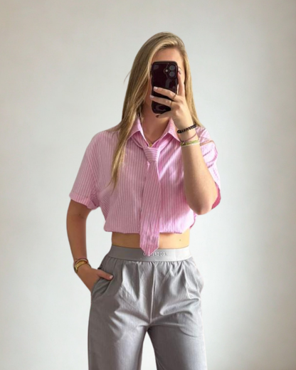 Gestreepte Blouse Veerle - Roze