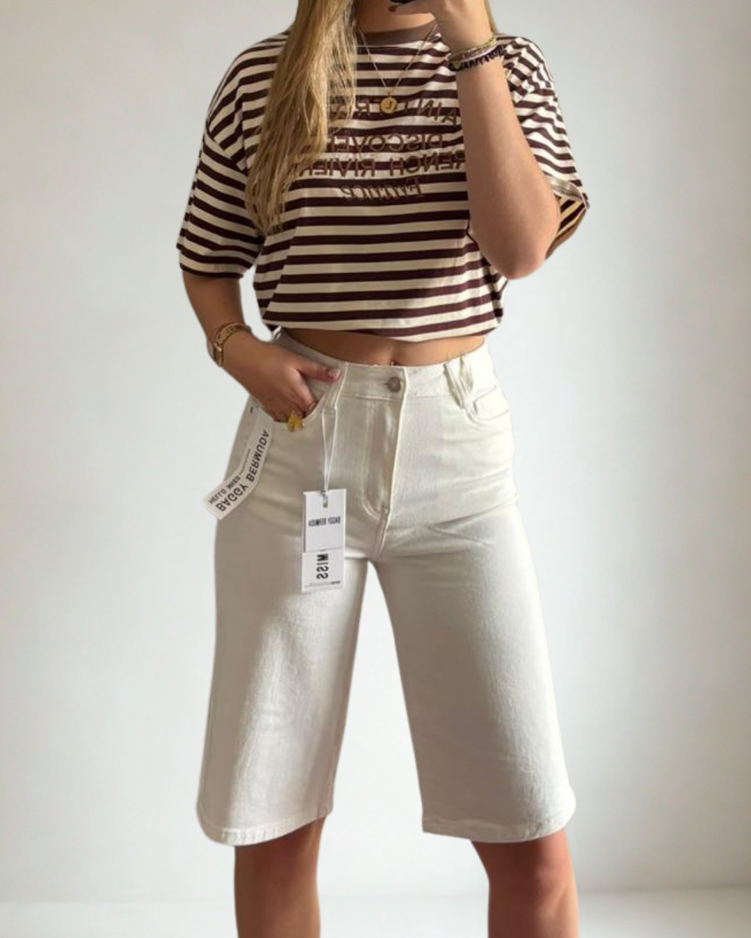 Denim Short Bente - Wit