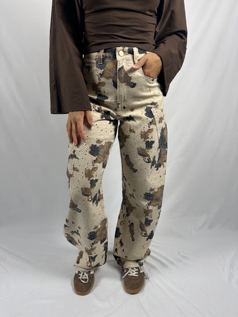 Queen heart broek print - glitter