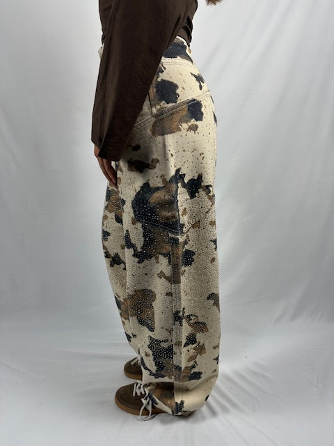 Queen heart broek print - glitter