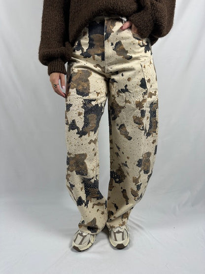 Queen heart broek print - glitter