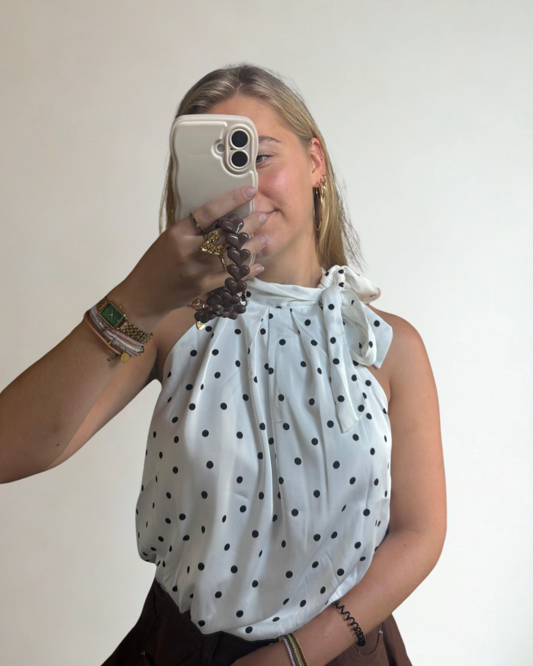 Stippen Top met Strikdetail