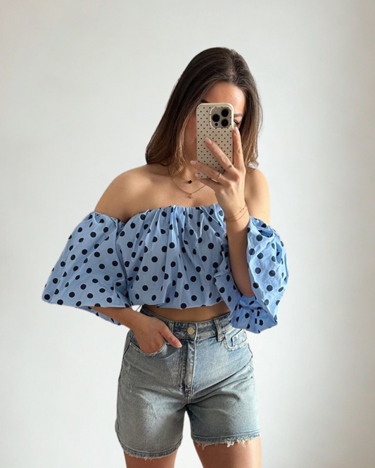 Offshoulder Top Blauw Jelke - Blauw