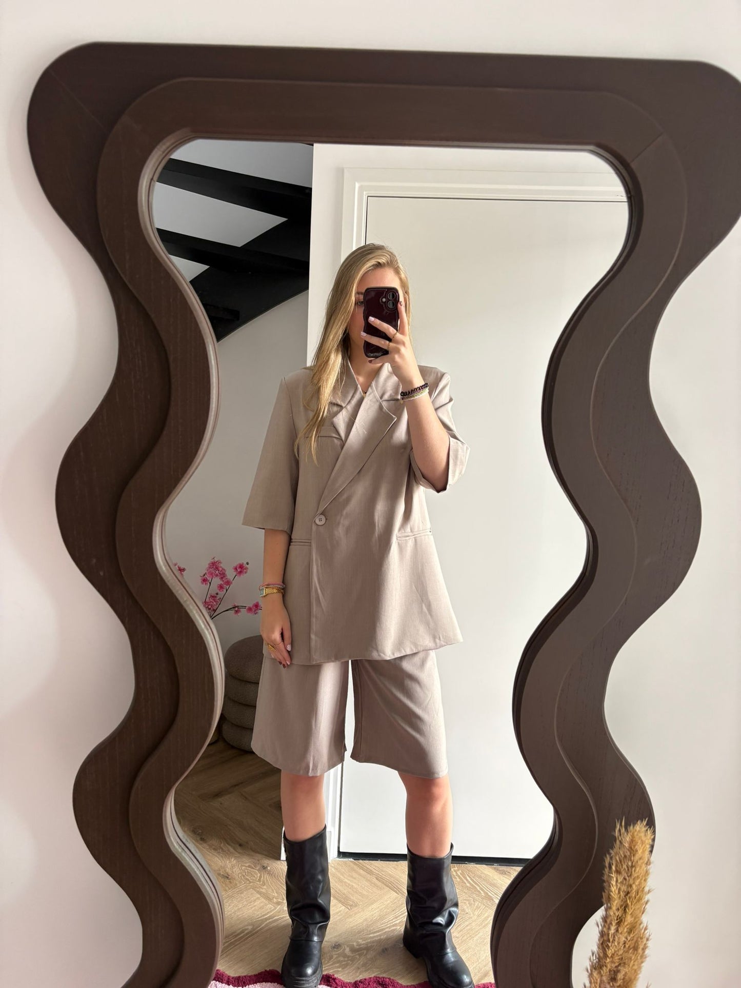 Beige Blazer & Short Set Imke