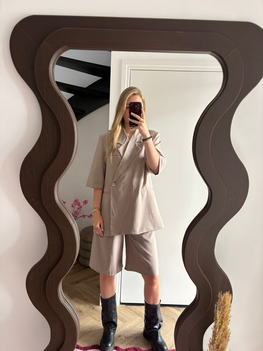 Beige Blazer & Short Set Imke