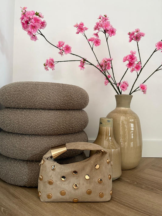 Suède Handtas Lincy - Licht Beige