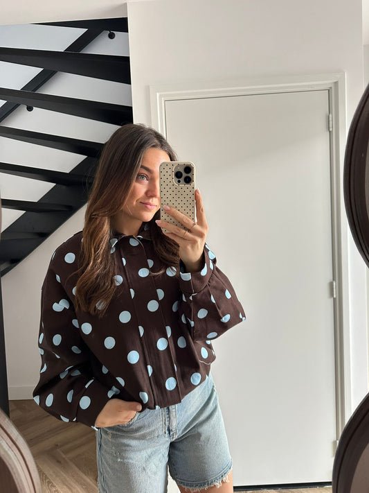 Bruine Polka Dot Jas Lobke