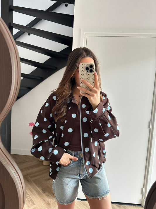 Bruine Polka Dot Jas Lobke