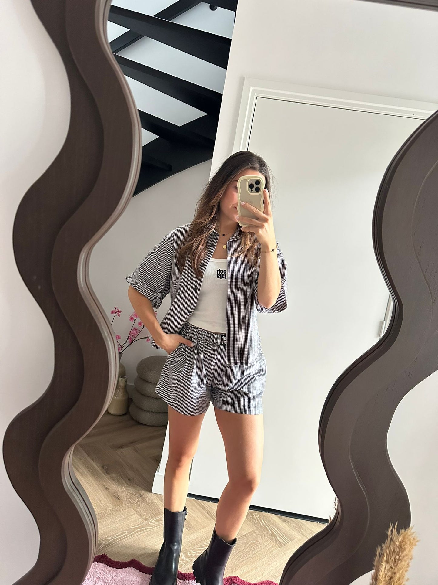 Zwart/Wit Geblokte Blouse Joan