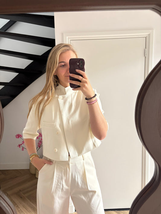 Korte Mouwen Blazer Mila - Gebroken Wit